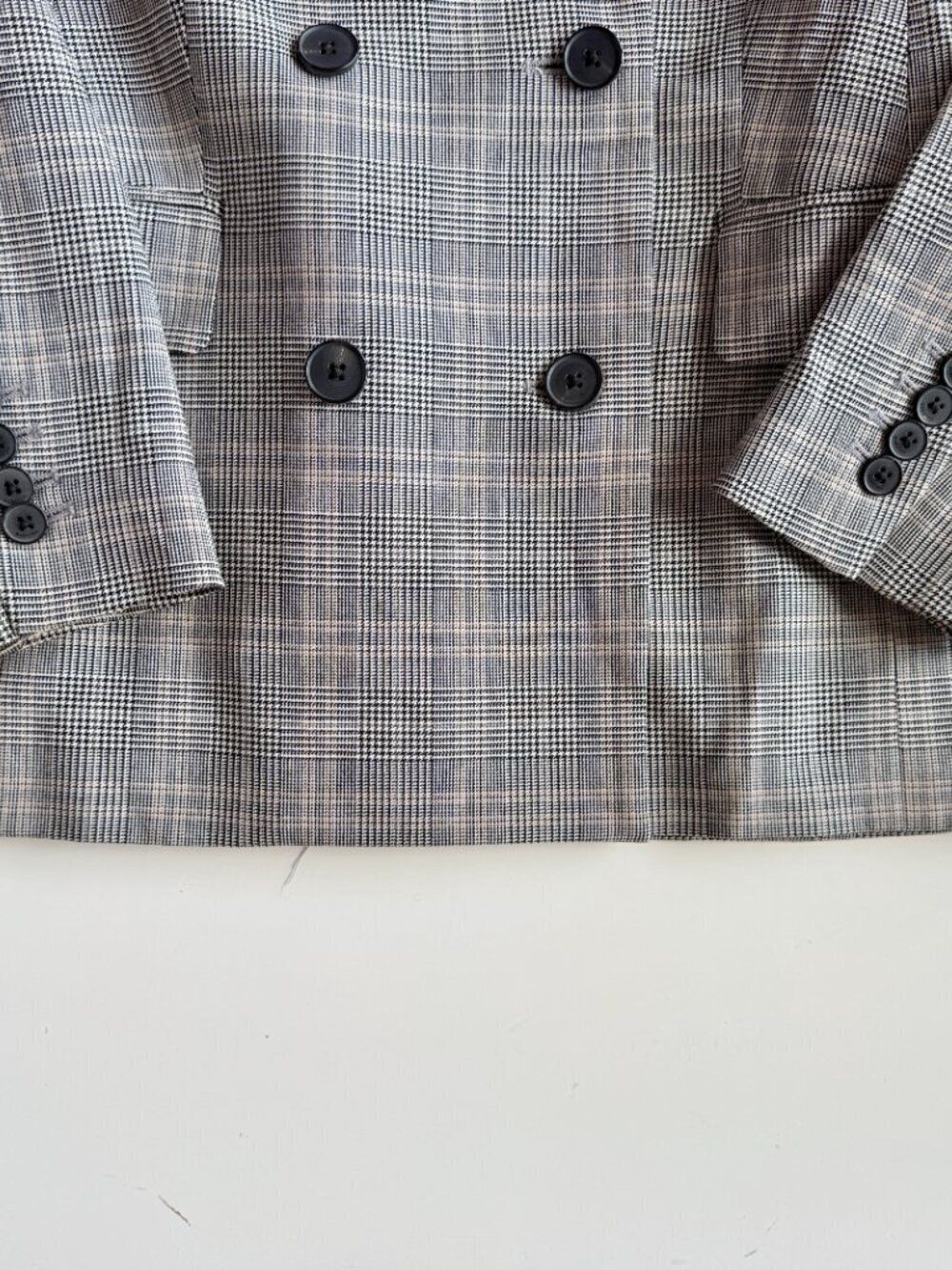 Aritzia BABATON Samuel Grey Glen Check Double Breasted Blazer Jacket, Size 2 - Picture 9 of 13